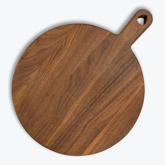 Tabla de cortar de madera redonda de nogal, tabla de cocina para cortar carne, frutas y verduras