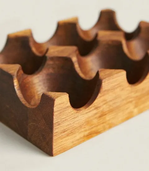 Estante de almacenamiento de huevos de madera espesa, soporte para 6 huevos frescos