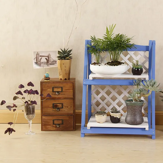 Escalón plegable de madera maciza de múltiples capas, tipo estante para flores para sala de estar y balcón