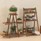 Estante de flores de madera multifunción de 3 capas, soporte para plantas, estante de flores para exhibición interior y exterior