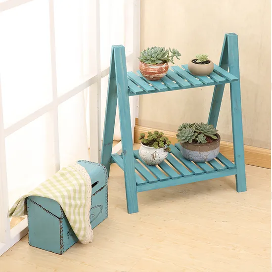 Estante plegable de almacenamiento tipo escalón de cinco capas, estante de flores de madera maciza para plantas suculentas