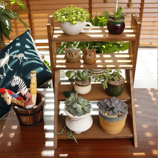 Soporte de flores de madera multicapa, soporte de exhibición para suculentas, estante para macetas, estante para plantas de balcón