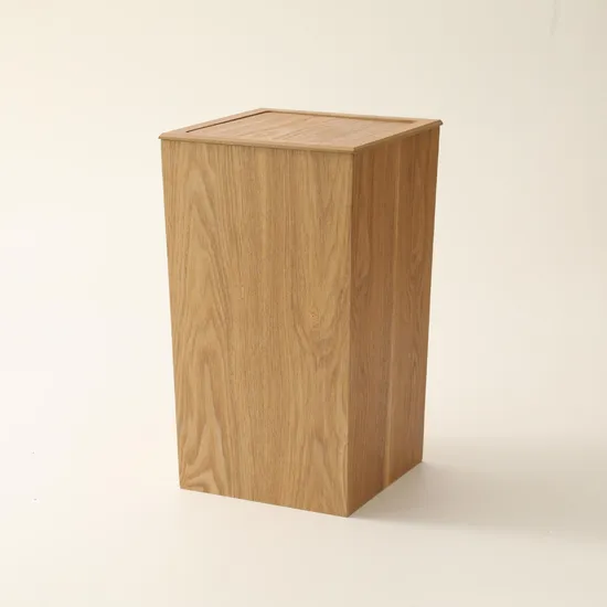 Lisa - Papelera de madera de fresno acabada con tapa para dormitorio