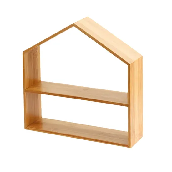 Fabricación de la casa forma 2 niveles de madera soporte para pastel de taza estante de pastel de bambú para postre