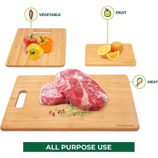 Tabla de cortar vegetal de bambú durable de 3 pedazos tabla de cortar de la fruta fijada para la cocina
