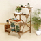 Estante de madera para flores estilo escalera de 4 capas, estante para flores para jardín y sala de estar