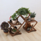 Estante de flores de madera Triangular móvil y plegable, soporte de exhibición para plantas, exterior e interior