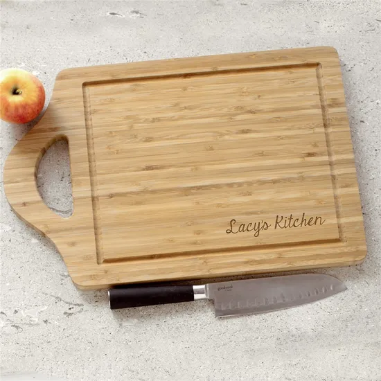Juego de 2 tablas de cortar de madera de bambú personalizadas rectangulares de doble cara para carne/frutas/verduras
