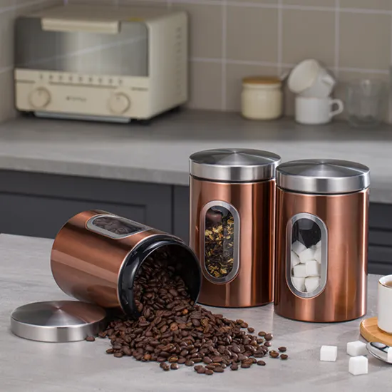 Caja de almacenamiento de alimentos de acero inoxidable, juego de tarros de almacenamiento de té, botellas y bote con tapas