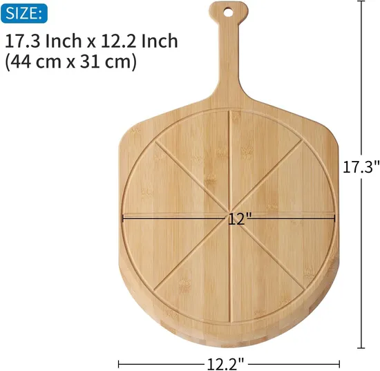 Tabla de cortar de bambú ligera de la pizza de la bandeja de la pizza de la cáscara de la pizza de la pulgada elegante elegante 21X14