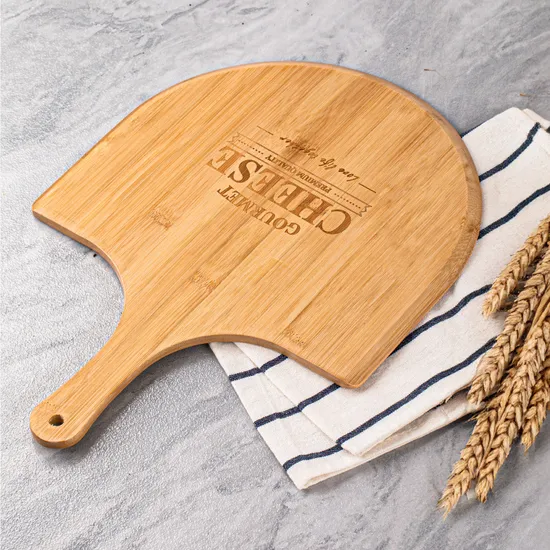 Tabla de servir para cortar pizza de bambú de 15,7x11,2 pulgadas