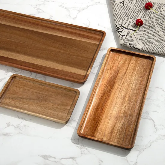 Versátil juego de bandejas de acacia para servir queso y aperitivos