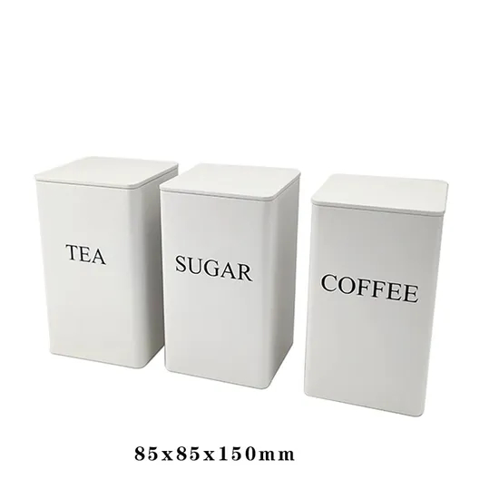 Juego de 3 botes de almacenamiento de cocina de metal para café, té, azúcar