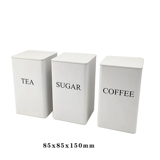 Juego de 3 botes de almacenamiento de cocina de metal para café, té, azúcar