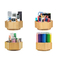 Organizador de escritorio de bambú giratorio, suministros de arte, Caddy, sostiene rotulador, caja de almacenamiento de pinceles para oficina y escuela