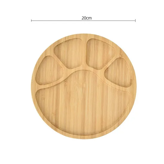 Plato llano redondo natural de bambú para niños