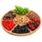 Bandeja de almacenamiento de nueces de bambú, platos para aperitivos con 5 rejillas para comer