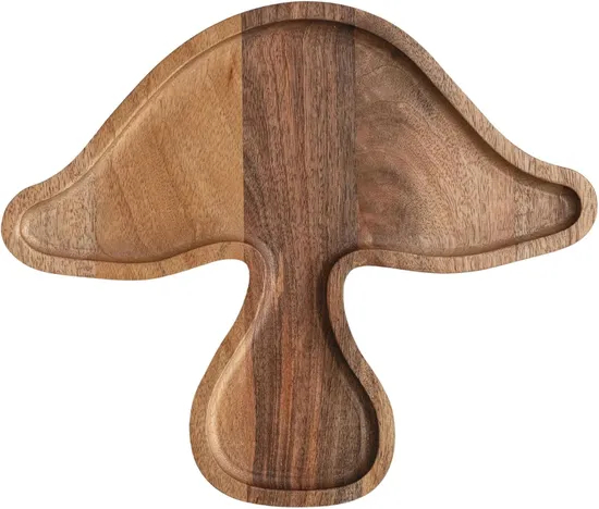 Bandeja/platos creativos de madera de Acacia con forma de seta de 13x11 pulgadas para servir café