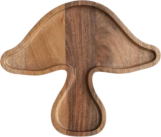 Bandeja/platos creativos de madera de Acacia con forma de seta de 13x11 pulgadas para servir café