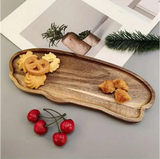 Bandejas para servir de madera de acacia Incha de 11,9x4,1 para decoración del hogar, comida y embutidos