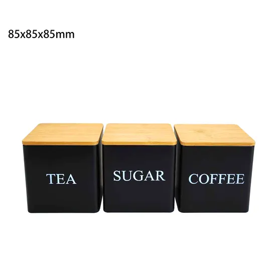 Juego de botes de cocina con tapas de bambú para café, té, azúcar