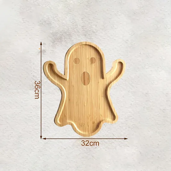 Plato para servir con forma de fantasma de Halloween, 2 uds., juego de tablero de charcutería de bambú para comida