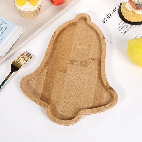 Campana de Navidad - Placas de bambú formadas de la exhibición del plato de servicio para las nueces/los bocados