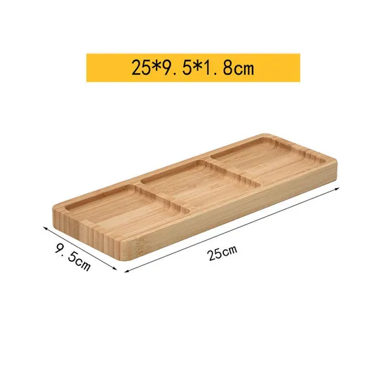 Versátil plato para servir alimentos con bandeja para refrigerios de bambú dividida con 2 divisiones