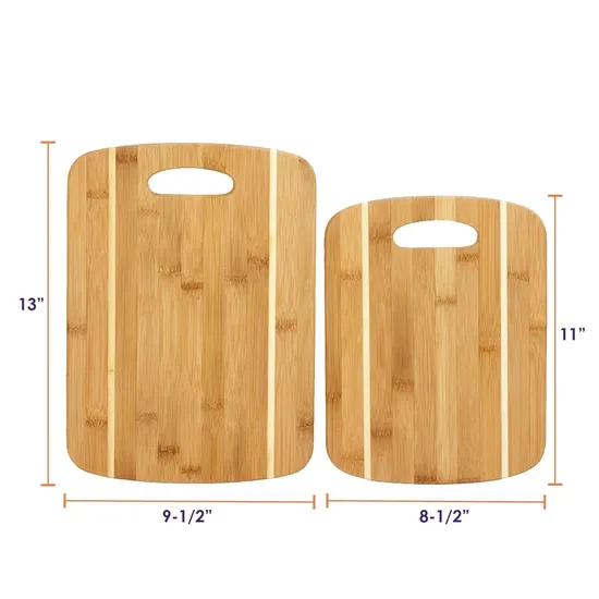Juego de tablas de cortar de bambú premium de 2 piezas para entusiastas de la cocina