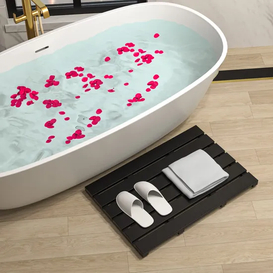 Alfombrilla de ducha de bambú antideslizante, alfombrilla de baño para relajación en SPA