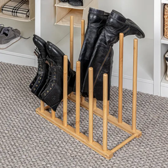 Estante de almacenamiento de botas de bambú que ahorra espacio, estante para zapatos para el hogar