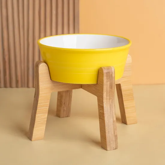 Cuenco de cerámica para perros y gatos con protección para el cuello para alimentar agua y comida