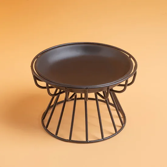 Cuenco de agua de cerámica para mascotas con protección del cuello y patas altas de metal para perros y gatos