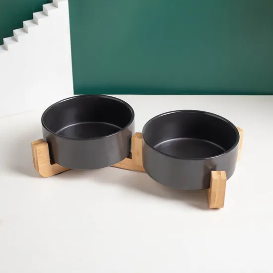 Cuenco de cerámica negro para alimentación de mascotas, cuenco para comida, cuenco para aperitivos para uso doméstico