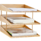Organizador de escritorio de bambú de 3 niveles, bandeja para cartas, organizador de papel, organizador de archivos de escritorio para oficina en casa