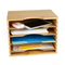Estante organizador de almacenamiento de partición de bambú multicapa desmontable, archivador de madera para suministros de oficina