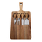 Tabla de quesos de madera de acacia con forma de paleta sostenible y juego de 4 cuchillos para queso