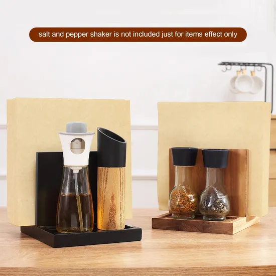 Soporte natural para servilletas con organizador de almuerzo para restaurante con carrito de sal y pimienta
