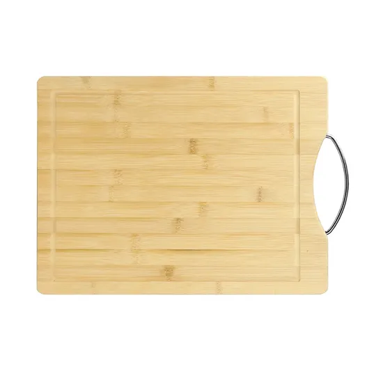 Tabla de cortar de bambú premium con mango de acero inoxidable duradero