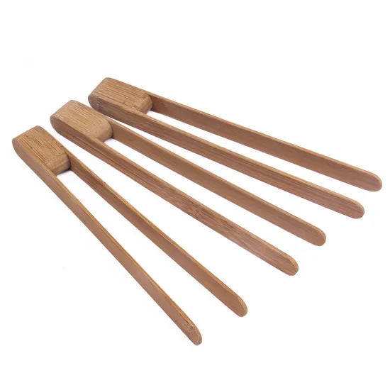 Juego de pinzas para tostadas de bambú para cocinar en la cocina