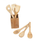 Personalice el juego de utensilios de cocina y soporte de bambú cuadrado para cocina