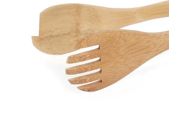 Pinzas de ensalada de cuchara de tenedor de bambú para cocina