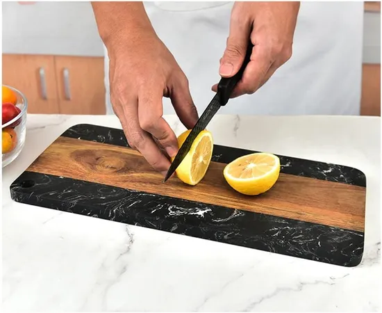 Tabla de cortar de madera de acacia con mármol para cocina