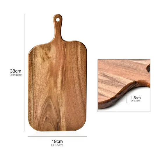 Tabla de servir de madera de acacia inspirada en la antigüedad con orificio para colgar