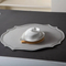 Gres en forma de corazón/plato de mantequilla cubierto de porcelana Contenedor de mantequilla con bandeja de bambú