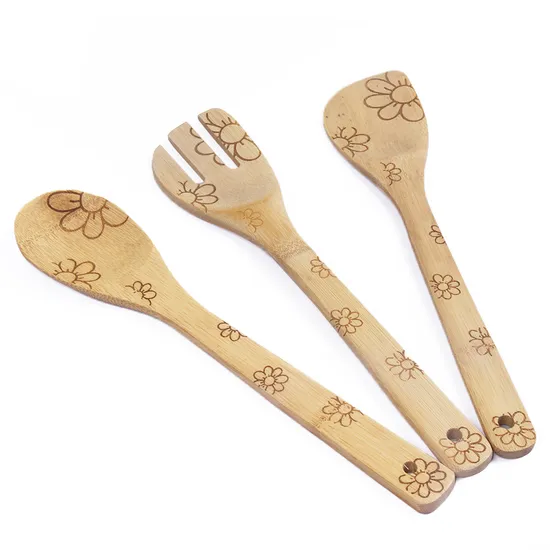 Personalice la espátula y las cucharas de bambú grabadas para cocinar