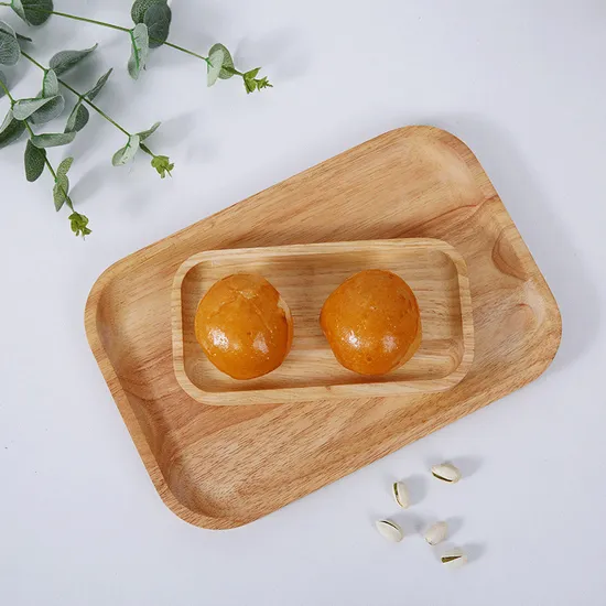 Bandeja rectangular rústica para servir comida y té de madera de haya