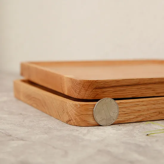 Platos de aperitivos de cena de bandeja de madera de haya en forma rectangular