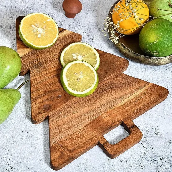 Juego de 2 tablas de cortar de madera al por mayor con mango