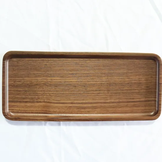 Bandeja de servicio/plato de cena de madera de nogal negro redondo y cuadrado rectangular personalizado